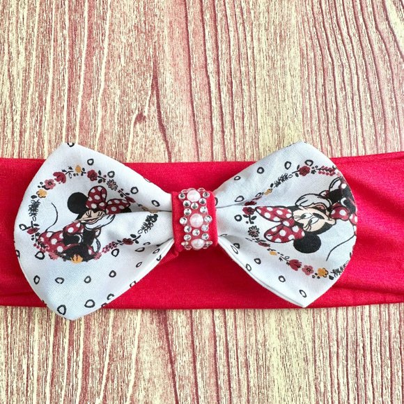 Brand New Handmade Girls Red Headband with a Beautiful Matching Minnie Bow - Picture 4 of 4